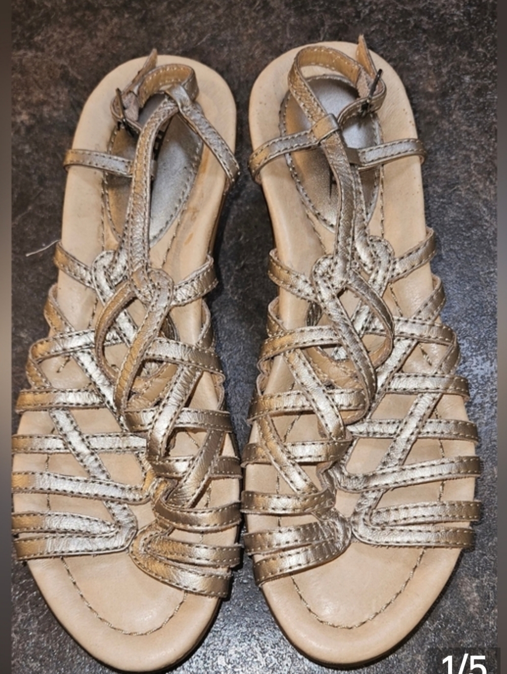 Earth Metallic Gold Braided Women’s Sandals